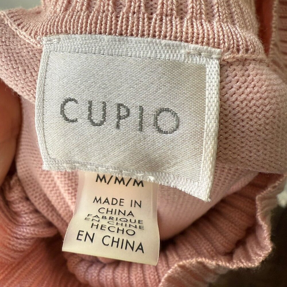 Cupio Pink Turtleneck Women’s Top Sz M Button Sleeves Comfy Soft - Picture 7 of 8
